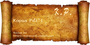 Kopsa Pál névjegykártya